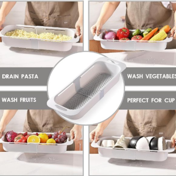 Extendable / Collapsible Colander - Strainer Over the Sink  (Lt. Grey) - Picture 4 of 12